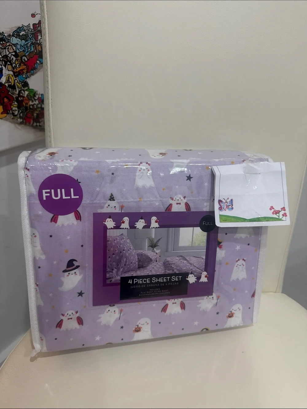 Halloween Purple/White/Black Cute Ghost Print FULL Sheet Set